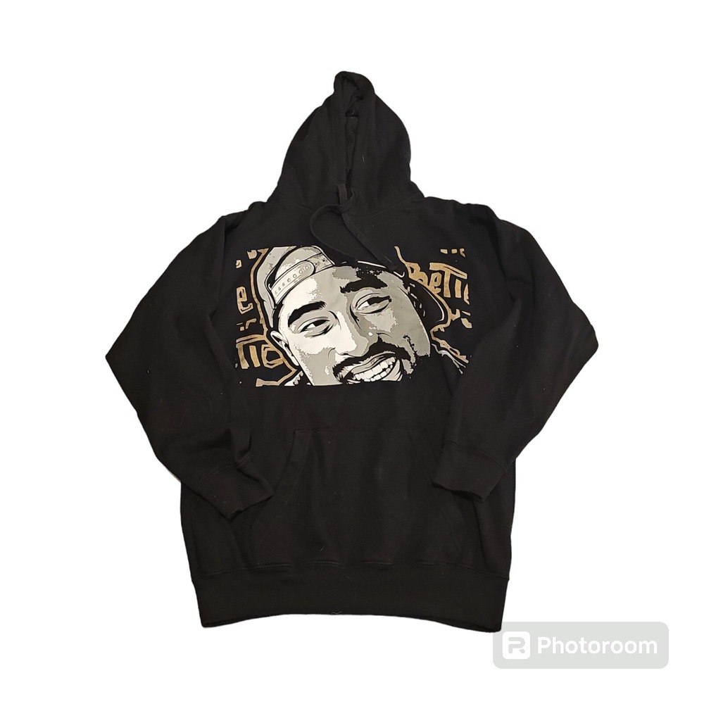 Poetic Justice Tupac Shakur Long‎ Sleeve Hoodie Sweatshirt Black Men Size Small